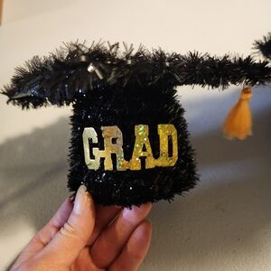 Black and Gold Graduation Cap Decor